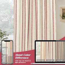 DriftAway - Cortinas opacas de mezcla de lino para recámara, doble capa a rayas, con aislamiento térmico, bolsillo para barra trasera, tratamiento de pestañas para sala de estar, 2 paneles de 52 x 36 - 1 - Ver 4
