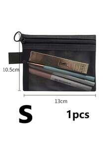 1PC Makeup Storage Bag, Transparent Mesh Cosmetic Storage Bag,Portable, For Travel Storage,Office & School Supplies,Back To School Christmas For Holiday Gift Giving,Boho Vibes