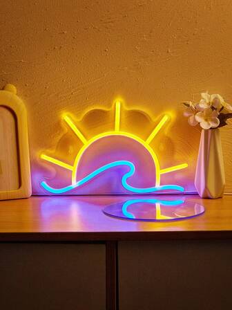 1PC Sunrise And Sunset Neon Sign Light: Multipurpose Decorative Wall Mounted LED Art For Beach Room Decoration