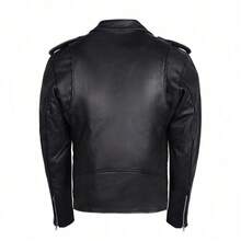 Icebanner Mens Classic Brando Style Asymmetrical Black PU Leather Motorcycle Brando Biker Negan Jacket Vest Coat With Zipper And Pockets - 黑色 - 查看 4