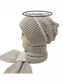 女士冬季帽子、围巾、电动自行车防风帽、妈妈帽、冬季防寒针织保暖帽 - 彩色 - 查看 7