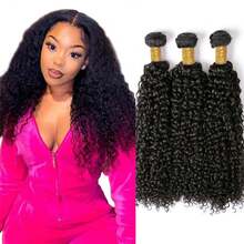 Uveous 12A Curly Wave Bundles Human Hair Raw Kinky Curly Human Hair Bundles 20 20 20 Inch Natural Black Ultra Soft Afro Raw Remy Hair Extensions - Natural Black - 查看 3