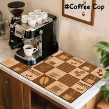 Dish Drying Mat For For Kitchen Counter-Coffee Bar Mat Accessories Fit Under Espresso Machine Maker, Super Absorbent Hide Stain Quick Dry Mat Non-Slip Dish Rack