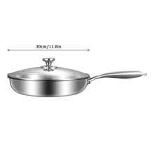 Sartén de acero inoxidable de 30 cm de grosor sin recubrimiento para freír huevos y bistecs, con propiedades de antiadherencia física. - Plateado - Ver 4