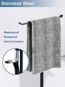 1 Stück T-förmiger Handtuchhalter für das Badezimmer, Stirnbandhalter, Badezimmer Handtuchhalter, Küchen Handtuchhalter, schwarzer Handtuchhalter, rostfreier Edelstahl - Verschiedenfarbig - Übersicht 2