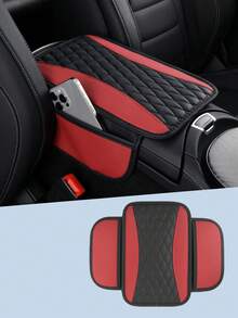 1 pieza Cubierta de consola central de coche, cubierta de reposabrazos de cuero con 2 bolsas de almacenamiento, almohadilla universal de reposabrazos de asiento de coche, accesorios interiores de coche, protector para la mayoría de los vehículos, almohadilla de reposabrazos central, almohadilla de caja de reposabrazos central, cubierta de caja de reposabrazos de cuero PU con estampado de flores de dos colores y elástica