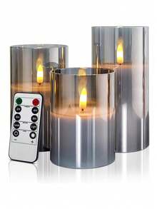 3pcs Electronic Candles, Acrylic LED Pillar Candles, Battery Powered, Optional With Remote Control Or Without Remote Control. 3-Pack, Warm Light Effect, LED Candles, LED Candles With Flame Effect, Suitable As Gift For Boyfriend - White - View 11