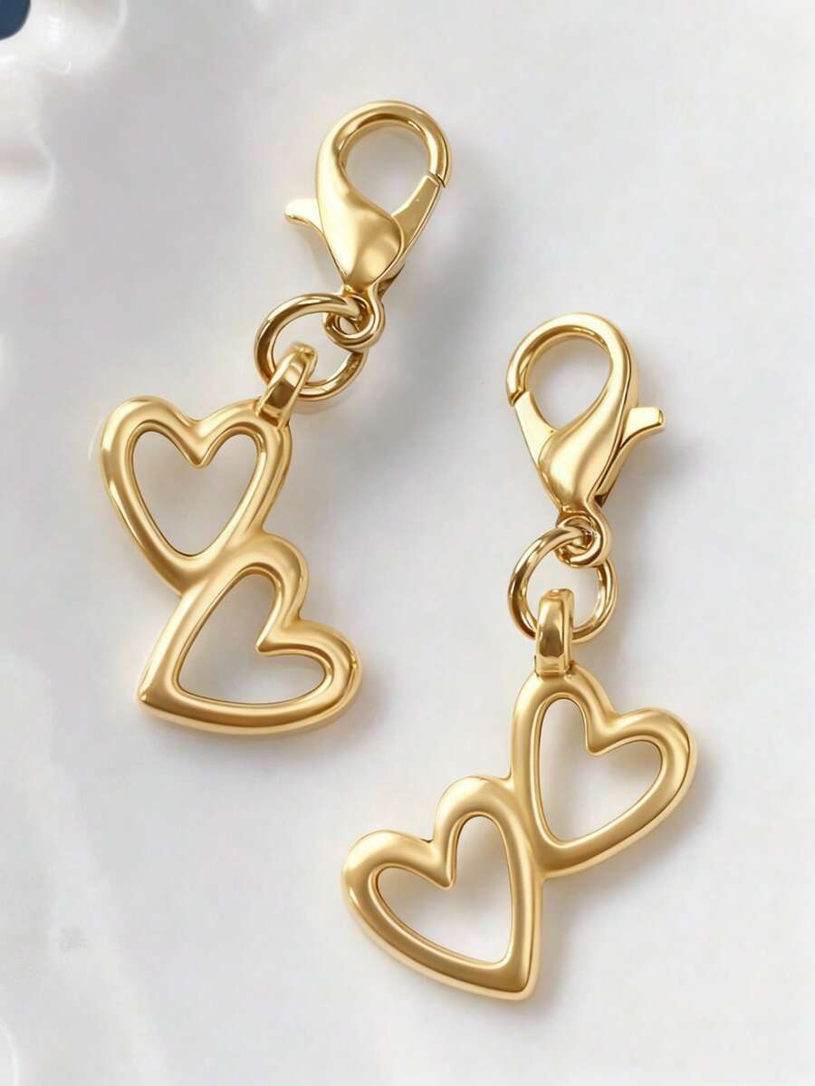 1 pieza Llavero con doble corazón dorado, colgante con forma de corazón, llavero con clip de resorte de corazón de aleación, colgante de corazón hueco, colgante decorativo con forma de corazón, llavero de coche, accesorio para teléfono, accesorio para bolso, lindo accesorio diario para bolso, llavero para parejas, recuerdo de fiesta, regalo de fiesta, accesorio para bolso, regalo multiestacional, regalo práctico para amante, amigo, familia, maestro, regalo de regreso a clases, regalo navideño - Multicolor - Ver 1