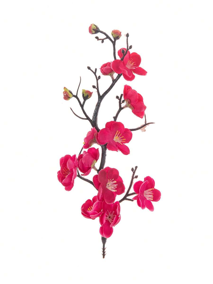 1/80支人造丝梅花枝，无茎，触感逼真，适用于家居餐桌、婚礼花束、海滩主题派对装饰，不含花瓶，仿真植物，家居、餐厅、客厅、户外花园装饰。 - 玫色 - 查看 1