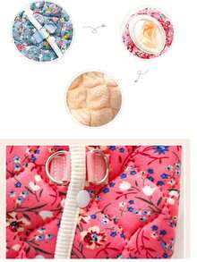 新款秋冬宠物服装，带牵引环，加厚保暖，适合小型犬、猫咪、泰迪犬、贵宾犬等，秋冬花卉图案背心 - 彩色 - 查看 5