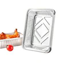 50个/40个/30个一次性外卖平底盘，带透明盖 | 1磅容量铝箔食品容器，密封性好，防漏保鲜 | 以及 | 50个5x4英寸铝箔加热滴水盘，带塑料盖 - 彩色 - 查看 3