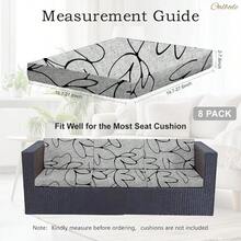 8PCS Waterproof Patio Sofa Covers With Elastic Floral Printed Stretch Outdoor Cushion Seat Covers Set Of 8 Wicker Chair Washable Replacement GreyCushions Not Included - B10XámHoa - Xem 3