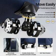 Softside Luggage Set,Expandable Luggage For Extra Capacity,Large Capacity Family Suitcase,Lightweight Waterpoof Resistant Polyester,20inch+28inch,20inch+24inch+28inch - NAVY/GREY - 查看 5