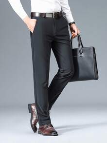 2025 New Men's Black Slim-Fit Business Casual Pants Breathable, Wrinkle-Resistant Work Trousers-The Perfect Gift Choice. - màu đen - Xem 4