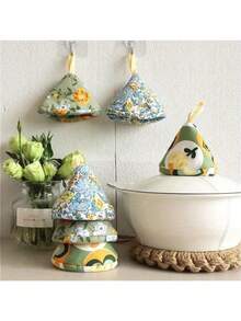 1件装印花家用三角锅帽铁锅防烫隔热帽套悬挂式厨房砂锅铁锅手柄手套 - 彩色 - 查看 1