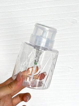 Transparent Cylinder Liquid Pump Bottle, Empty Refillable Bottle For Nail Salon Display, Portable Nail Art Pump Bottle
