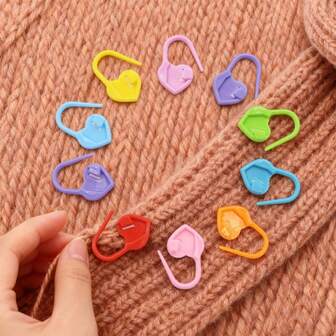 100pcs Random Color Mini Knitted Knitted Marker Heart Shaped Stitch Markers For DIY Yarn Knitting Counting Clips