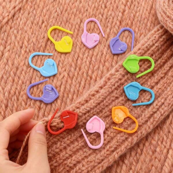 100pcs Random Color Mini Knitted Knitted Marker Heart Shaped Stitch Markers For DIY Yarn Knitting Counting Clips