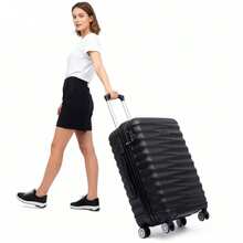 单个ABS材质男女旅行箱多色多尺寸行李箱拉杆箱登机密码箱 - 黑色 - 查看 2