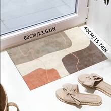 Modern Geometric Retro Pattern Rug - Polyester Fiber Backing Non-Slip Polyester Mat, Durable Home Decor Carpet, Washable Rug Suitable For Living Room, Bedroom, Dining Room And Kitchen