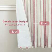 DriftAway - Cortinas opacas de mezcla de lino para recámara, doble capa a rayas, con aislamiento térmico, bolsillo para barra trasera, tratamiento de pestañas para sala de estar, 2 paneles de 52 x 36 - 1 - Ver 7