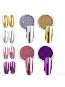 Bộ 4 bột, 4 màu bột gương kim loại, bột màu hologram 4 trong 1 dùng trang trí móng tay, kim tuyến vàng/bạc, đồ trang sức móng tay tự làm, đá trang trí móng tay, dụng cụ làm móng. - Nhiều màu - Xem 9