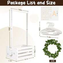 Baby Shower Gifts Basket Wooden Crate, 26-Letters And Baby Clothes Hangers New Born Baby Girl Boy Gifts Vine Decorations Cute Closet With Handle Pregnancy Gifts For New Mom Parents - White - View 3