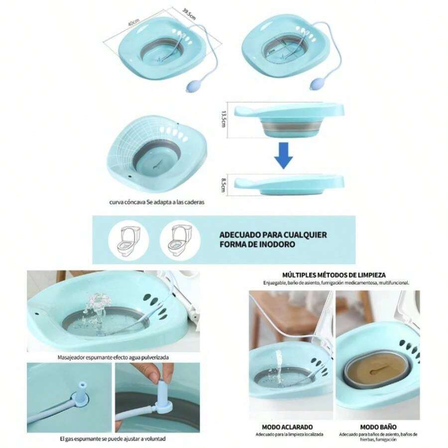 Bao Perineal Sobre El Inodoro Bao De Asiento Sitz Bath Lavabo De Perineal Sobre El Inodoro Para Cuidado Posparto Mujeres Embarazadas Ancianos Alivio De Hemorroides Azul transparente - azul - Ver 1