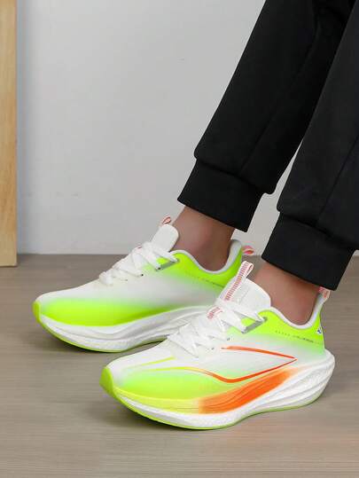 Men's Casual Shoes, Color Block Patchwork, Non-Slip, Wear-Resistant, Breathable, Formal, Outdoor Lace-Up Low-Top Casual Sports Shoes, Formal Fashion Minimalist Style Knitted Fabric Men's Sports Shoes, Running Shoes, Multi-Color, All Season Low-Top Shoes