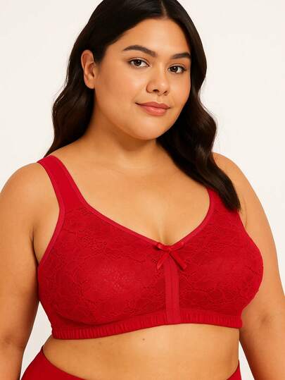 Sutiã Confortável Com Renda Plus Size sem Aro Alças Acolchoadas