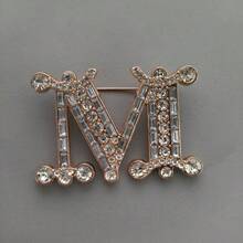 1pc M Letter Brooch, European-Style Rhinestone Pin, Alloy Material, Ideal For Pairing With Suits, Shirts, Jackets, Dresses, Showcasing Elegance And Style - A - View 5