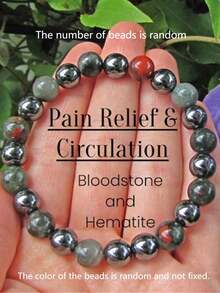 1pc Anxiety Relief Bracelet, Stress Relieving, Anti-Fatigue Natural African Bloodstone & Turquoise Beaded Bracelet, Suitable For Men And Women Daily Wear(The Number And Color Of The Beads Are Random.)