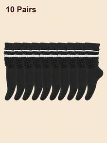 1/3/6/10/20/30 paires de chaussettes de sport unisexes pour couple, motif rayé, mi-mollet, cadeau de printemps/été - Multicolore - Voir 19