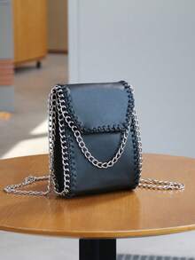 2025新款时尚手提包迷你大容量手机包轻便休闲便携朋克风小众手工抽绳链条Y2K单肩斜挎小包女钱包迷你钱包小钱包挂绳 - 彩色 - 查看 11