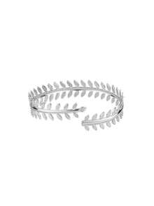 1pc Women's High-End Personalized Open Leaf Metal Bangle Bracelet Accessory