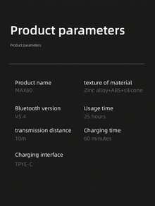 MEIYIXING 锌合金无线蓝牙 5.3 耳机，配备高清麦克风，音质卓越，HiFi 立体声充电盒，触控自动配对，舒适入耳式设计，适用于苹果无线游戏耳机