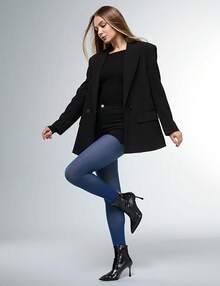 Fleece Lined Sheer Warm Pantyhose Leggings Translucent Thermal Winter Thick Tights Dresses, Women's Style 5FUO - 馬鐙 海軍藍 - 查看 7