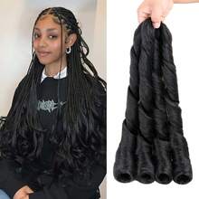 女士法式卷发编发 24英寸 2包 蓬松波浪卷法式卷发编发 预拉伸合成钩针编织假发 蓬松波浪渐变色 - 彩色 - 查看 17