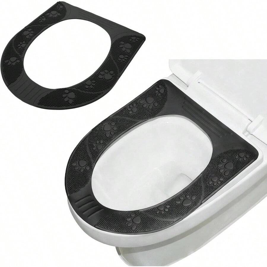 Funda Universal para Asiento de Inodoro, Funda de Asiento de Inodoro Antideslizante de Silicona Lavable para Bao, Uso en Las Cuatro Estaciones Gris - gris - Ver 1