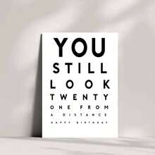 "You Still Look Twenty One From A Distance" Adult Card - Eye Chart Inspired Birthday Greeting (Includes Envelope) - Multicolor - View 5