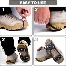 4 Pairs/2 Pairs Anti-Slip Gripper Pointed Ice Gripper Shoes Walking Gripper Shoes Durable Ice Snow Gripper Shoes, Boots With 8 Steel Spikes - 2 Pairs Of -24 Tooth Crampons - View 1