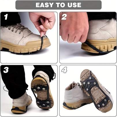 4 Pairs/2 Pairs Anti-Slip Gripper Pointed Ice Gripper Shoes Walking Gripper Shoes Durable Ice Snow Gripper Shoes, Boots With 8 Steel Spikes