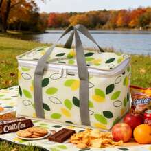 1PC This Plaid Picnic Bag Is Crafted From Premium Aluminum-Coated Material, Combining Durability With Lightweight Properties-Perfect For Carrying Multiple Lightweight Items (Note: Max Load Capacity 3kg). As An Outdoor Essential, It Neatly Stores Snacks, Drinks, And Picnic Gear To Effortlessly Elevate Al Fresco Dining. - Red - View 5