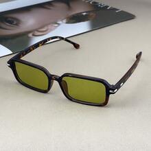 1 Pair Vintage Square Studded Fashion Leopard Print Personalized Chic Casual Decorative Glasses