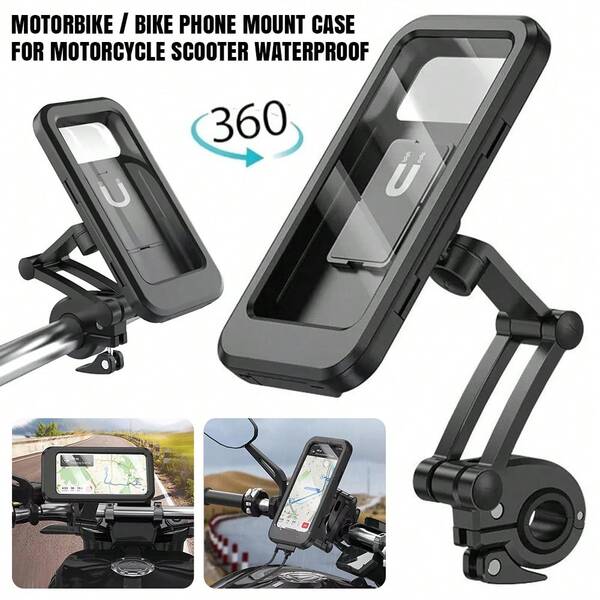 Motorbike Phone Holder Bike Phone Mount Case For Motorcycle Scooter Waterproof Compatible With IPhone, Android Phone, Gift For Birthday, Family, Friends For Bicycle And Electric Bicycle Outdoor Gifts Birthday Outdoor Riding Motorcycle Accessories Bike Accessories
