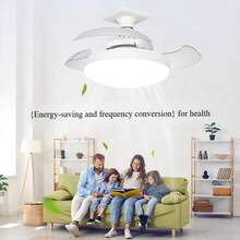 Ventilador de Techo Retráctil con Luz LED de 3 Tonos, Motor DC Silencioso,Control Remoto, Aspas Invisibles, Reversible para Verano e Invierno, Diseño Moderno Interior - Blanco - Ver 4