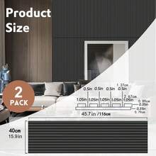 2PCS 45.7'' X 15.9'' Set Of Soundproof Wall Panels, 3D Soundproof Wall Panel Wall Decoration, Wooden Acoustic Wall Panels For Recording Studio, Living Room, Bedroom - 黑色 - 查看 2