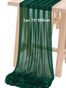 Elegante camino de mesa con brillo verde oscuro, largo camino de mesa de boda estilo bohemio de gasa, bufanda de mesa transparente ligera, adecuado para boda, Navidad, ducha nupcial, ducha de bebé, cumpleaños, fiesta, vacaciones, decoración de mesa de comedor - Verde Oscuro - Ver 11