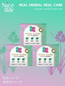 Niceday 24 peças/3 caixas, 245mm de uso diário, Absorventes Higiênicos à Base de Ervas, Almofadas de Artemísia, Absorventes Ultrafinos para Período, Absorventes Menstruais Super Macios, Contendo Artemísia, Junça, Angélica, Três Ingredientes Herbais, Adequado para Dor Menstrual, Camada Superficial Orgânica, Não Irritante, Respirável e Seco, Alta Absorção, Sem Vazamento