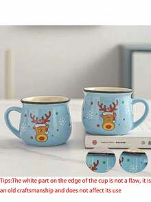 1 件装陶瓷圣诞卡通马克杯易于清洗可爱家庭牛奶杯咖啡杯圣诞礼物